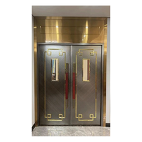 Porte d'entrée principale double en acier noir et or brillant de luxe pour boîte de nuit et bar KTV