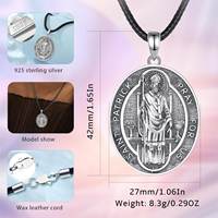 Merryshine Protection Amulette 925 Sterling Silver Saint St Patrick Religieux Médaille Pendentif Collier