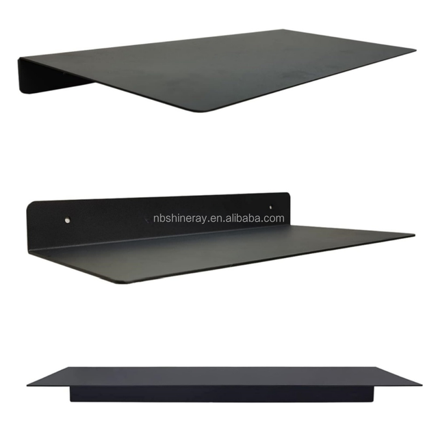 Heavy-Duty Modern Steel Black Industrial Design Wall Mounted Linear Floating Shelves for Bathroom Kitchen Display Decorative