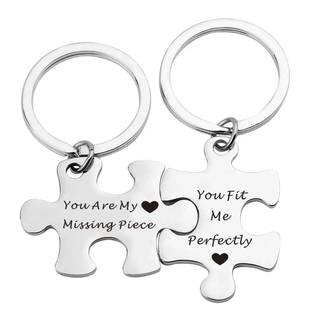 Couples Puzzle Piece Keychain Keyring Stainless Steel Metal Keychain Personalized Custom Logo Puzzle Keychains Keyrings