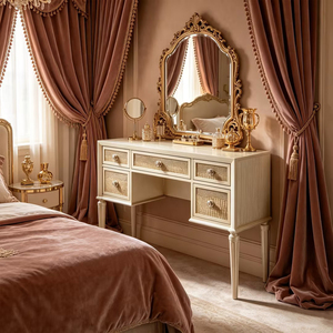 Bureau de luxe <span class=keywords><strong>en</strong></span> <span class=keywords><strong>bois</strong></span> massif à 5 tiroirs, texture crocodile, style <span class=keywords><strong>ancien</strong></span>, innovant, pour chambre à coucher, table de toilette, bureau décoratif pour hôtel - Product Image 3