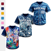 Maillots de baseball personnalisés en polyester recyclé biodégradable, dégradé de baies brumeuses, tie-dye, pour marques de cadeaux créatifs