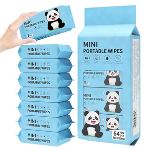 Lingettes humides portables en fibres végétales pour bébé, lingettes nettoyantes non parfumées, douces, sans alcool, mini lingettes pour bébé - Product Image 1