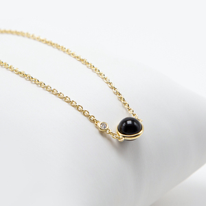 925 <b>Sterling</b> <b>Silver</b> Adjustable Chain <b>Bracelet</b> With 6mm Black Agate <b>Beads</b> Real Gold Plated Trendy Style for Gift - Product Image 3