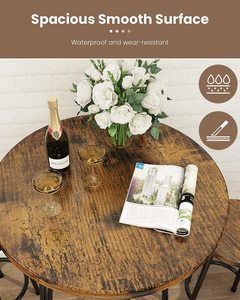 Bộ Bàn Ăn 3 Món, Bàn Và Ghế Đẩu Tròn Hiện Đại Cho 2 Quầy Bếp Chiều Cao <span class=keywords><strong>Wood</strong></span> Top Bistro Dễ Dàng Lắp Ráp Cho Breakf - Product Image 5