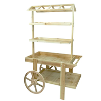 Troli Tanaman Kayu Solid Modern Terpopuler untuk Rak Bunga Sukulen, Mudah Dirakit, Cocok untuk Pernikahan