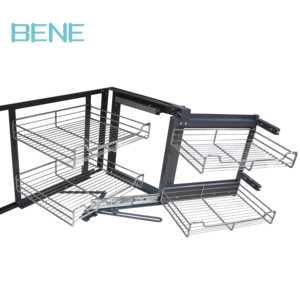 Cajones extraíbles modulares de acero inoxidable con cesta extraíble y sistema Magic Corner para almacenamiento en gabinetes de cocina - Product Image 2