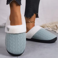 Chaussons d'intérieur/extérieur chauds pour femmes, en tricot à bout ouvert, imperméables, avec semelle EVA, faciles à enfiler