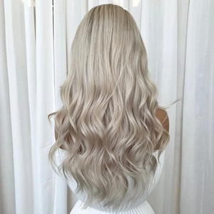 Qingdao Ombre <span class=keywords><strong>biondo</strong></span> <span class=keywords><strong>platino</strong></span> allentato a onde sciolte nodi invisibili cuticole vergini russi capelli allineati in pizzo trasparente <span class=keywords><strong>parrucche</strong></span> anteriori - Product Image 5