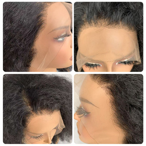 Peluca de Cabello Sintético y Humano (80% Humano + 20% Sintético) con Frente de Encaje 13x4 de 18 Pulgadas, Afro Corto, Rizado, Voluminoso, para Mujeres Negras Africanas - Product Image 4