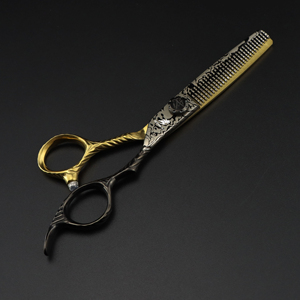 Forbici Professionali per <span class=keywords><strong>Parrucchieri</strong></span> HS-963, 6.0 Pollici, Nero e Oro con Motivo Damascato, Alta Qualità per Bellezza e Acconciatura - Product Image 5
