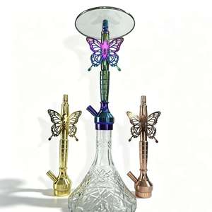 Butterfly <b>Hookah</b> Set Aluminum Narguile Glass Base Metal Tobacco <b>Pipe</b> Lounge Bar Gift - Product Image 1