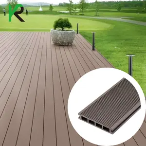 China Alto grau novo composto plástico madeira único slot lateral 4 furos quadrados placa exterior WPC Decking Flooring