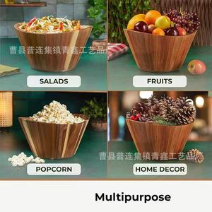 Tazón de madera para ensalada, tazón multifuncional para servir frutas, ensaladas, palomitas de maíz, decoración del hogar, apto para lavavajillas - Product Image 1