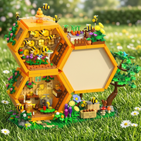 Set de Bloques de Construcción de Casa de Abejas, Modelo de Ladrillo Hexagonal de Panal de Abeja para Jardín con Abejas, Flores y Árbol, Decoración Arquitectónica DIY, Regalo