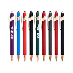 Wholesale <b>Multi</b> <b>Color</b> Golden Clip Press Ball-Point Rubber Tip Stylus <b>Pen</b> Business Promo Gift Custom Ballpoint <b>Pens</b> With Logo - Product Image 1