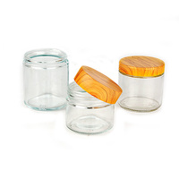 Jarra de plástico con tapa de bambú para alimentos, bote de vidrio de cara recta, con diferentes tamaños, 30ml-1000ml
