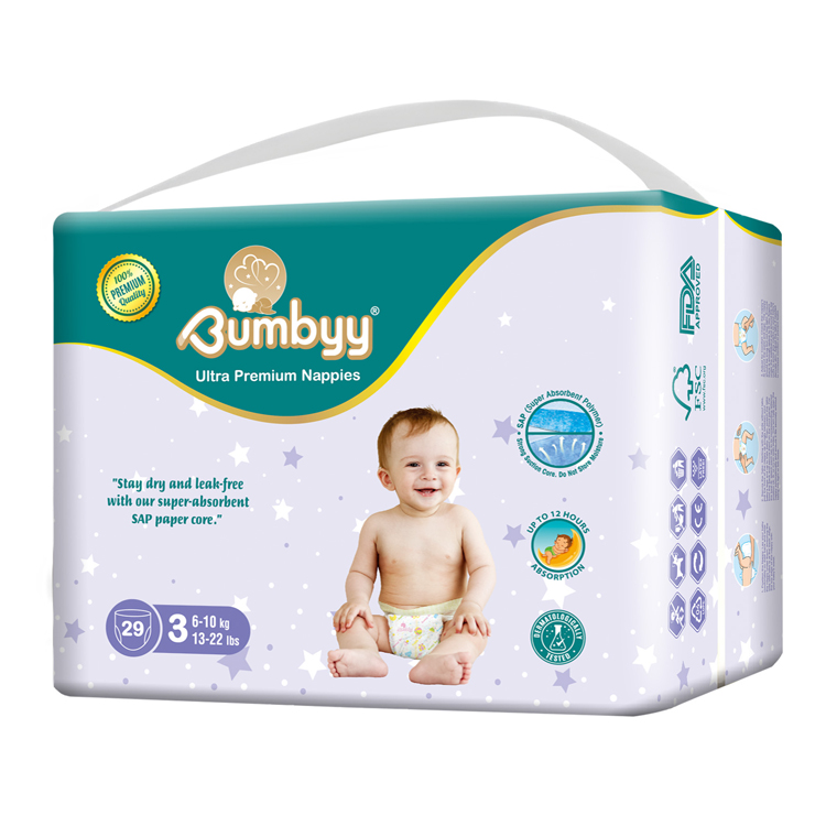 Premium Baby Diaper with Magic Tape Super Absorbent Soft