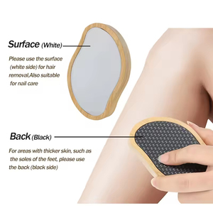 Outil de soin des pieds portable 2 <span class=keywords><strong>en</strong></span> 1, mini lime à pieds double face <span class=keywords><strong>en</strong></span> <span class=keywords><strong>verre</strong></span> nano et bois de bambou, lime à pieds jetable pour éliminer les callosités, 80 # - Product Image 5