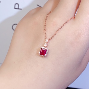 Rubí Natural de 5x6 mm, Joyería de Rubí Natural, Gema Natural Pura, Collar con Colgante de Plata de Ley 925 - Product Image 6
