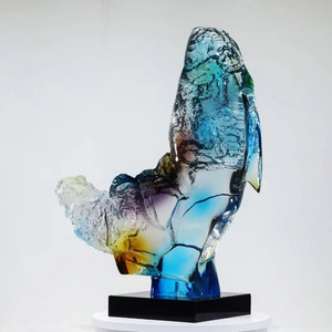 Escultura <span class=keywords><strong>de</strong></span> Escritorio Moderna en Forma <span class=keywords><strong>de</strong></span> <span class=keywords><strong>Luna</strong></span>, Pintada a Mano, <span class=keywords><strong>de</strong></span> Resina Transparente Tipo Cristal - Product Image 3