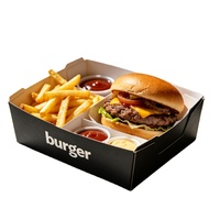 Boîte d'emballage personnalisée en gros avec logo, biodégradable, de qualité alimentaire, résistante à la graisse, pour hamburgers et poulet frit, avec compartiments