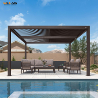 Pergola d'extérieur solaire française murale bioclimatique manuelle étanche au vent en aluminium de haute qualité
