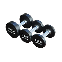Haltères en métal polyuréthane BYT pour salles de sport commerciales, 2,5 kg à 50 kg, noirs, durables, haute spécification pour la musculation