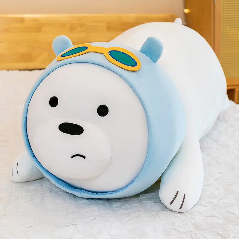 Utoys - Brinquedo de pelúcia longo para meninas, urso polar, travesseiro de pelúcia para dormir na cama, boneco de pelúcia
