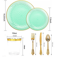 Assiettes jetables en plastique transparent doré à motif marteau robustes pour mariages et fêtes