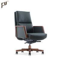 Fauteuil de bureau exécutif FURICCO de style moderne de Dubaï, en cuir beige, avec accoudoirs en bois, garantie 5 ans, base en aluminium
