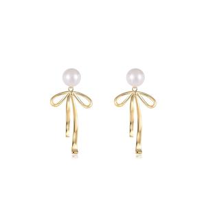 Pendientes de Plata de Ley S925 con Cinta de Perlas de Shi Jia, Estilo Fresco, para Mujer, Accesorio Elegante de Alta Gama - Product Image 5