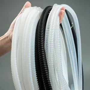 Zwarte Ptfe Convolute Buis Plastic Buizen Flexibele Gegolfd Plastic Brandstof Ptfe Slang Ptfe Tubing