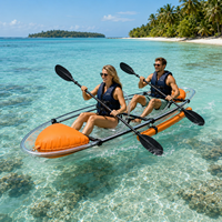 Kayak transparent commercial pour deux personnes, bateau en PC transparent avec cadre en aluminium pour les opérateurs de stations balnéaires et de location