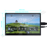 Écran IPS portable de 10.1 pouces pour ordinateur Raspberry Pi 1024x600 écran tactile capacitif 16:9 rapport d'aspect LCD 10 pouces