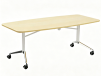 Tables de conférence pliantes de spécialité, ovales, en forme de bateau et rectangulaires, mobiles, modulables, avec roulettes, multifonctionnelles, à double colonne