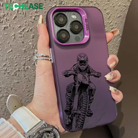 Étui de téléphone portable à motif de motard rétro, coque rigide givrée pour iPhone 16 17 Plus, design personnalisé