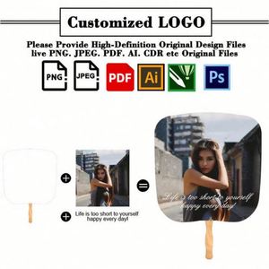 Promotion Company Activity Gift Custom Double Sided Full Color Logo Printed Wooden Handle Paper Fan Sublimation Churchfan Fan - Product Image 2