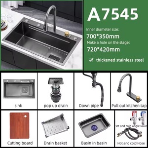 Fregadero de cocina de cascada 304 de acero inoxidable negro de gama alta <span class=keywords><strong>con</strong></span> diseño elegante, fácil operación y cocinas de múltiples funciones - Product Image 6