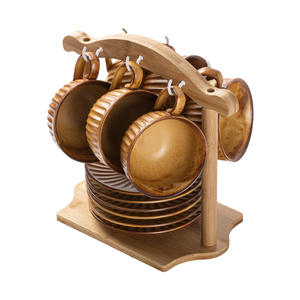 Tasse à café en <span class=keywords><strong>verre</strong></span> martelé <span class=keywords><strong>Toyo</strong></span> Sasaki avec soucoupe en bois de noyer, résistante à la chaleur, style japonais, usage domestique, pour infusion manuelle - Product Image 5