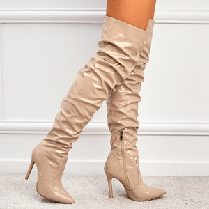 Bottes pour femmes 2025 en tissu extensible, talons hauts, bout pointu, taille 35-42, bottes au-dessus du genou - Product Image 4