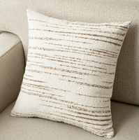 Coussin décoratif carré en chenille texturée à rayures, personnalisable pour canapé modulable, tissé à la main, style minimaliste