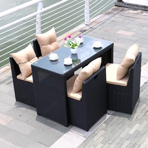 Moderno e durevole telaio <span class=keywords><strong>in</strong></span> alluminio <span class=keywords><strong>Rattan</strong></span> tessuto tavolo da pranzo all'aperto e sedie Set <span class=keywords><strong>per</strong></span> balcone terrazza Patio - Product Image 2