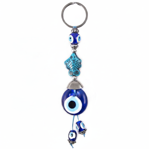 Llavero con cuentas en forma de pez turquesa, hecho a mano, de cristal, ojo malvado, Hecho en Turquía - Product Image 2