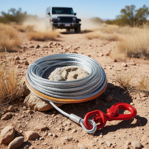 Cable de cabrestante de 3/8 pulgadas x 50 pies con gancho giratorio de acero galvanizado para SUV todoterreno - Product Image 2