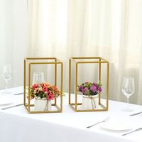 LIMITLESS HUNCH Support de fleurs classique en métal doré, vase géométrique, centre de table durable de haute qualité, décoration de mariage et de maison