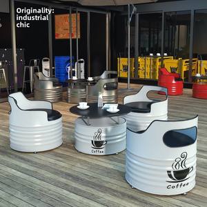 <span class=keywords><strong>Bar</strong></span>, <span class=keywords><strong>bar</strong></span> informal, conjunto de mesa y sillas de estilo industrial, tienda en línea popular, cafeterí<span class=keywords><strong>a</strong></span>, restaurante, asientos de barriles de hierro forjado, sofá - Product Image 1