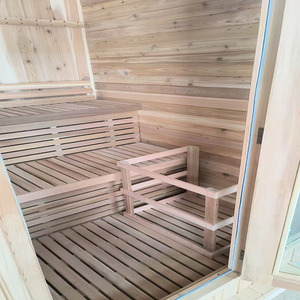 Sauna extérieur traditionnel pour 2 à 4 personnes, sauna finlandais en cèdre rouge carré, infrarouge lointain, fabricant - Product Image 6