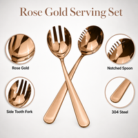 Ensemble de cuillères et fourchettes de service en acier inoxydable poli miroir or rose, ustensiles solides à fentes pour hôtels, restaurants et buffets (vente en gros)