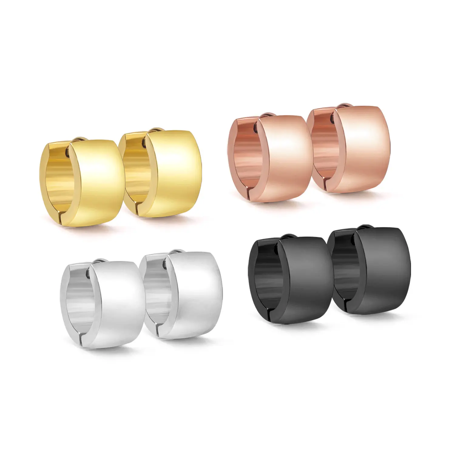 hot sale stainless steel four colors Golden Circle ear clip inner ring 7*9 earrings Factory Direct Sales Wholesale